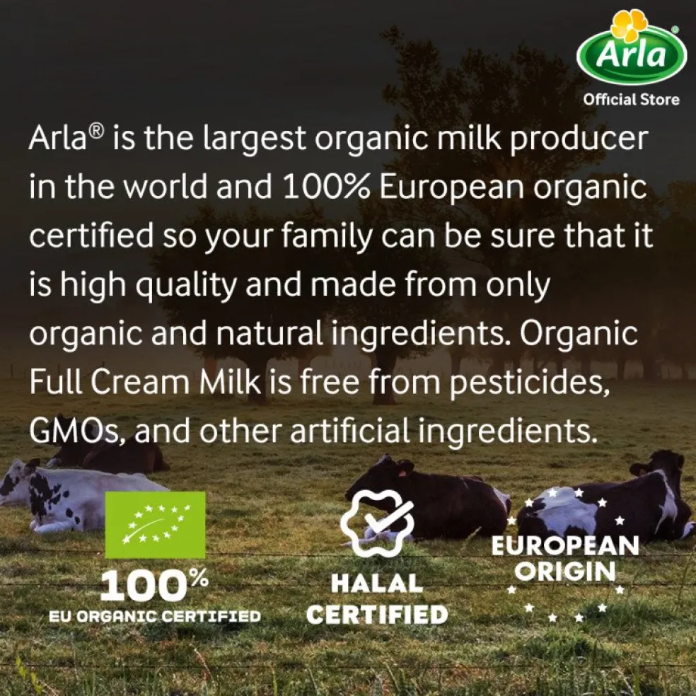 Arla Organic UHT Full Cream Milk (12x200ml)