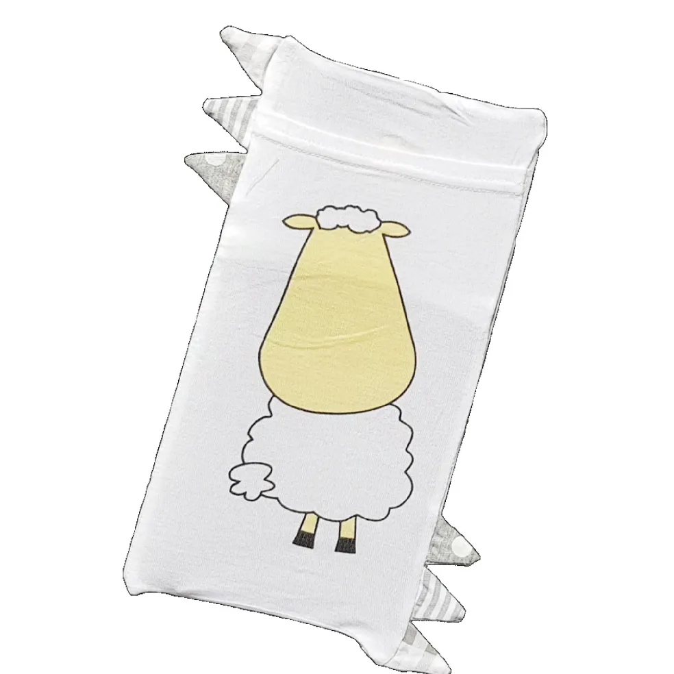 Baa Baa Sheepz Bed-Time Buddy Case Front & Back Sheepz White with Stripe, Polka Dot & Checkers Tag Grey - Small