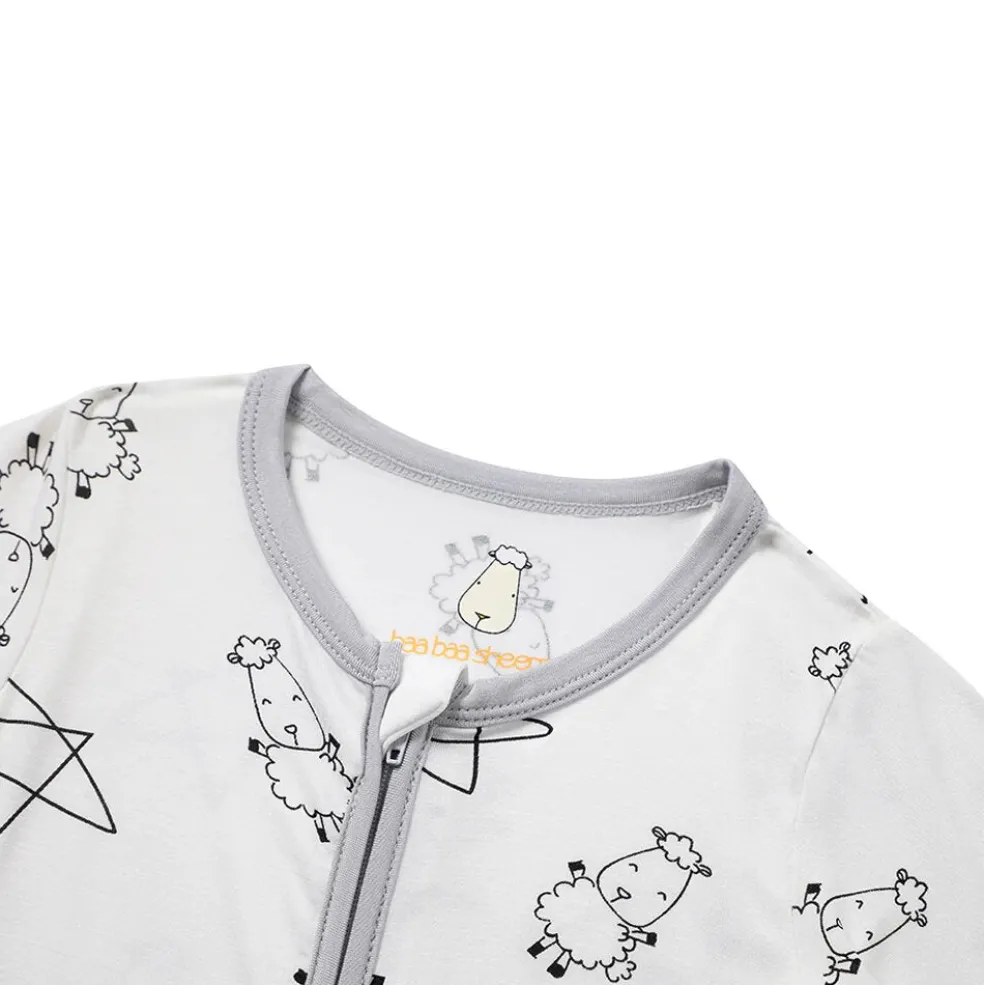 Baa Baa Sheepz Romper Zip Cute Big Star & Sheepz - White