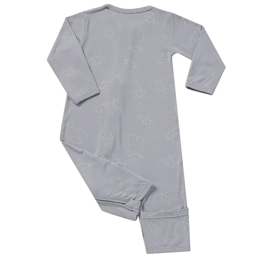 Baa Baa Sheepz Romper Zip Cute Big Star & Head - Grey