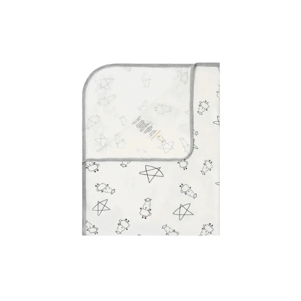 Baa Baa Sheepz Single Layer Blanket Cute Big Star & Sheepz White - 4T