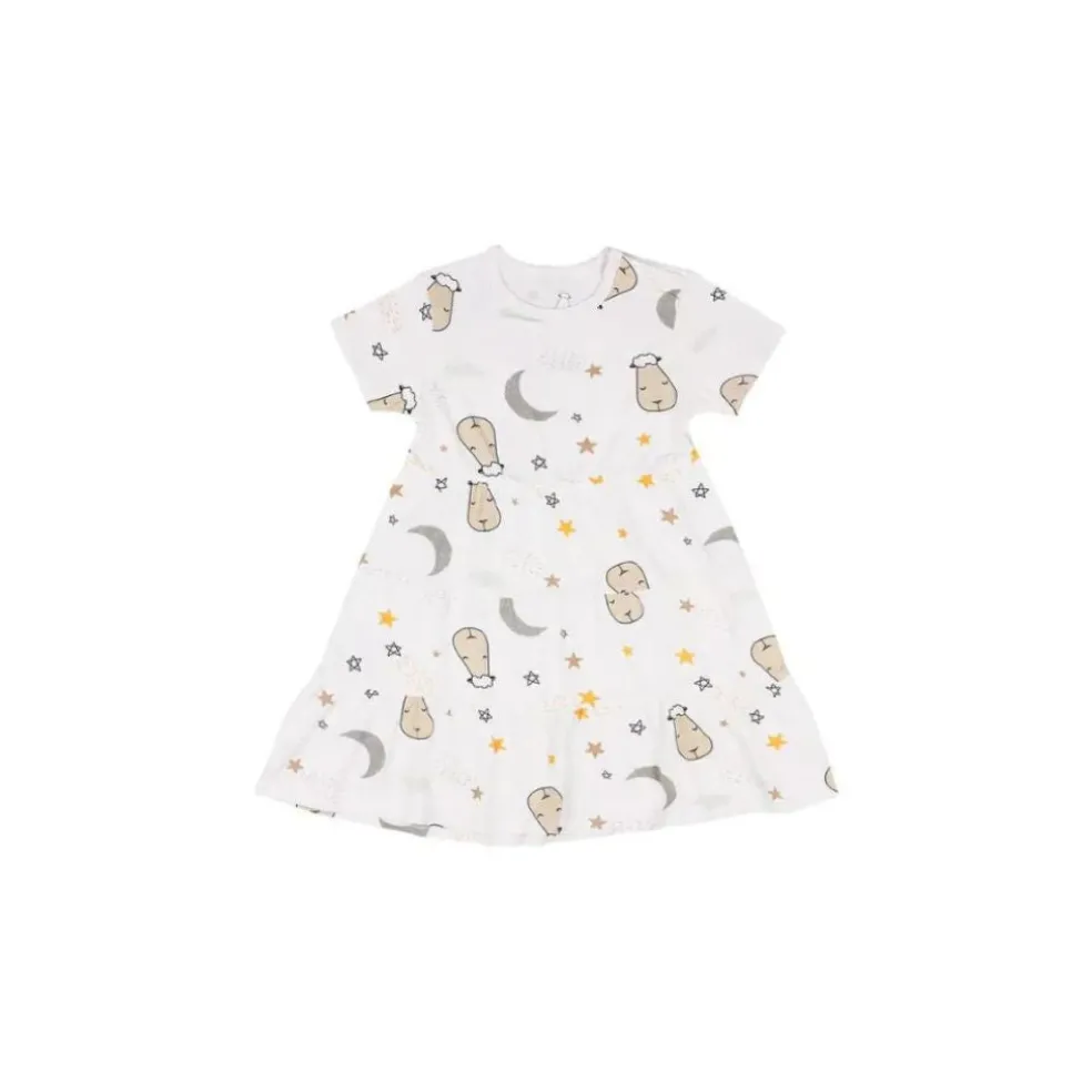 Baa Baa Sheepz Tiered Dress Goodnight Baa Baa White
