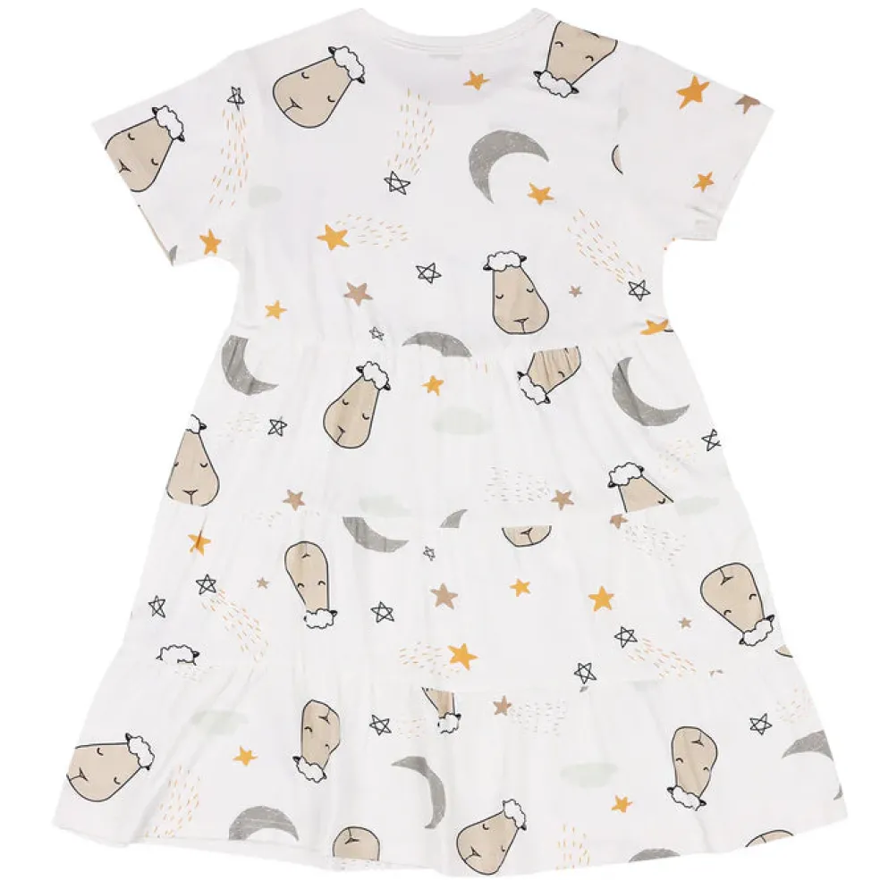 Baa Baa Sheepz Tiered Dress Goodnight Baa Baa White
