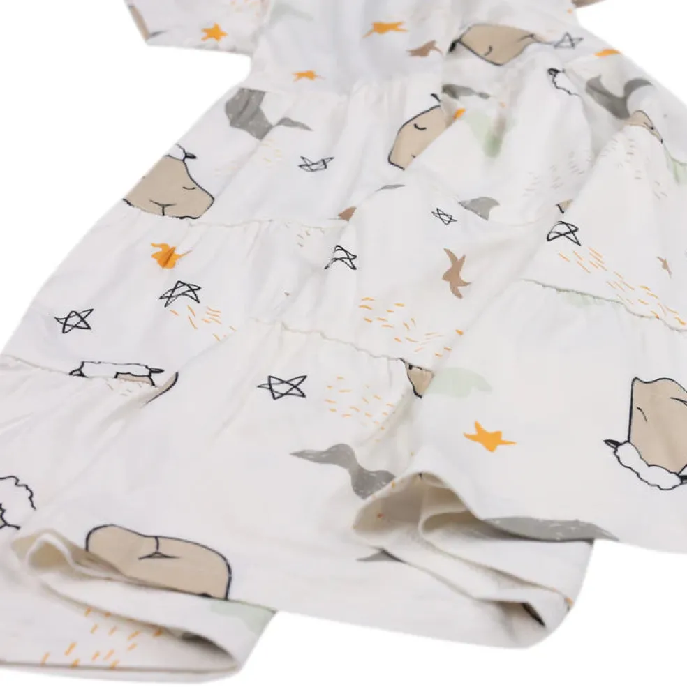 Baa Baa Sheepz Tiered Dress Goodnight Baa Baa White