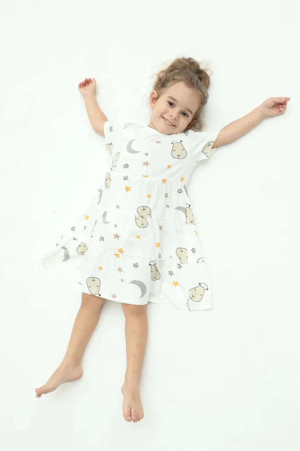 Baa Baa Sheepz Tiered Dress Goodnight Baa Baa White