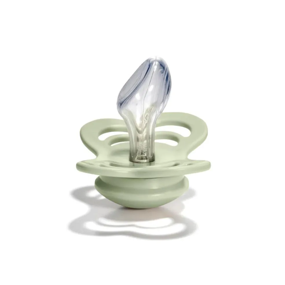BIBS Couture 2 Pack Ivory/Sage Silcone Pacifier 0-6 Months