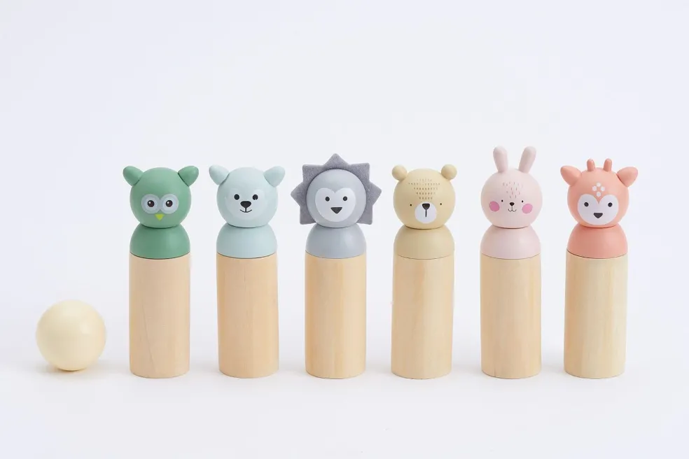 Bubble Wooden Animal Bowling Set
