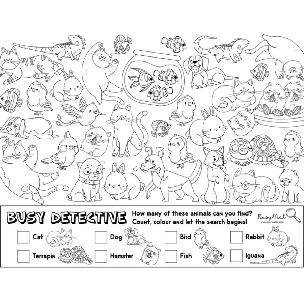 Busymat Large Placemat - Busy Detective: Pets
