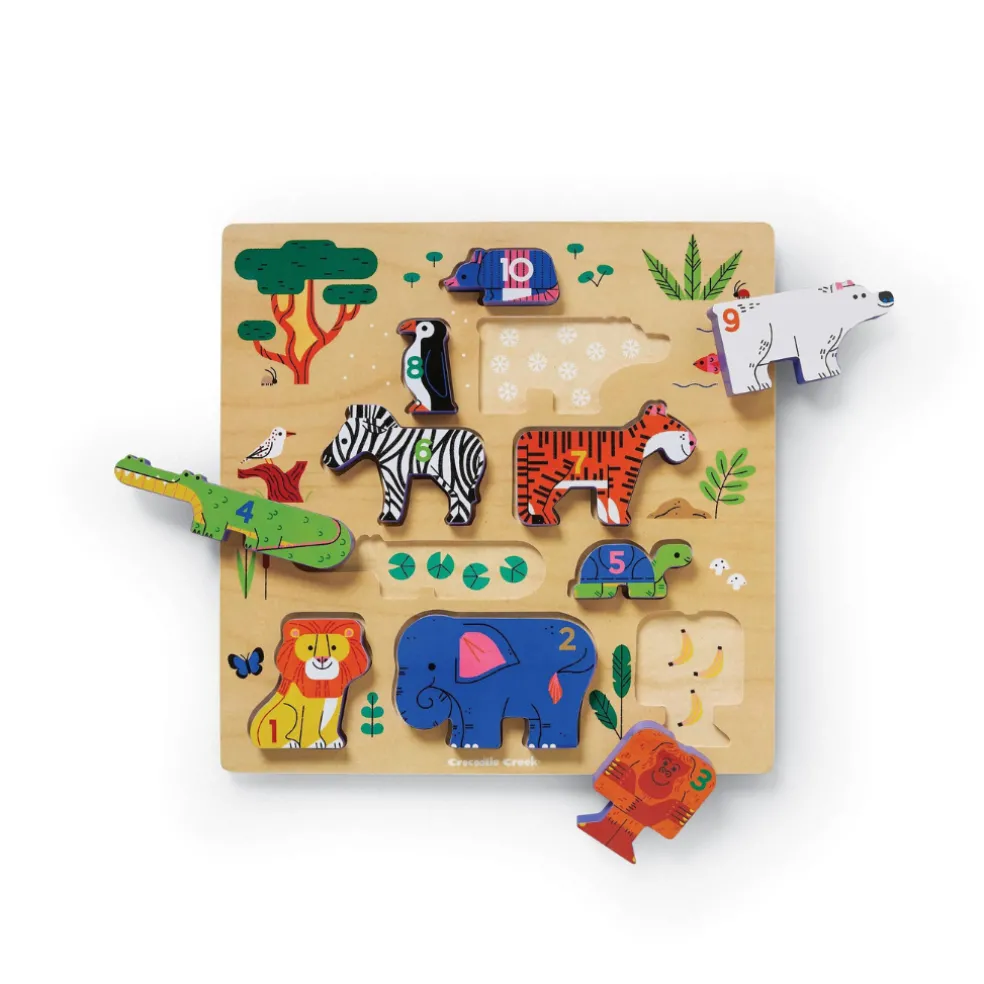Crocodile Creek 10-Piece Stacking Wood Puzzle (123 Zoo)