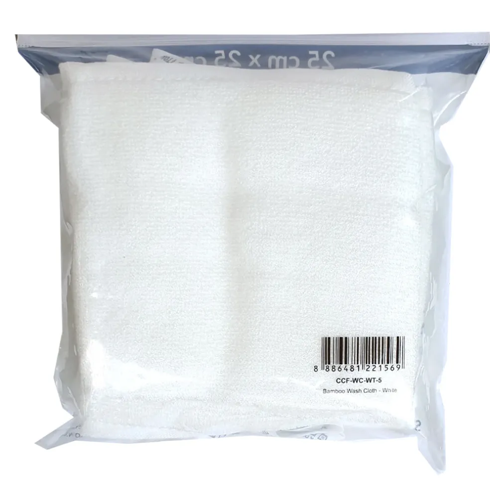 CrokCrokFrok Bamboo Wash Cloth White - Bundle of 5 Pieces