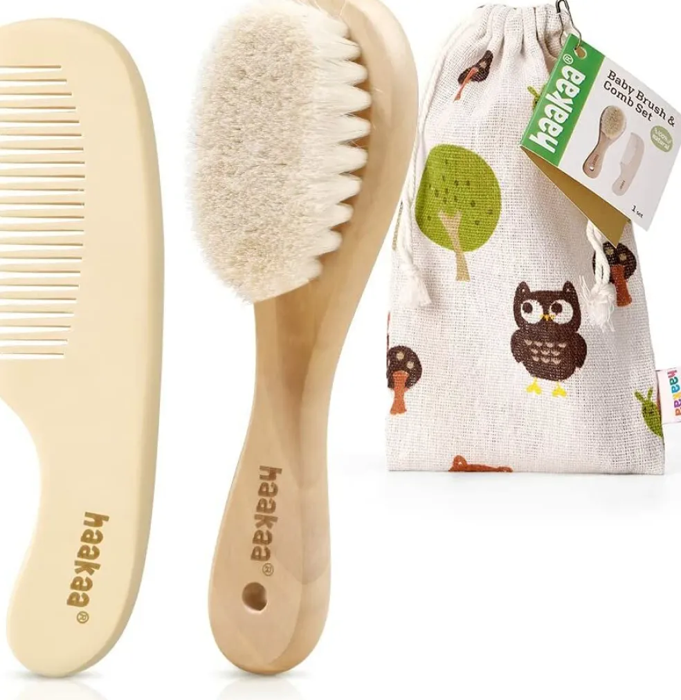 Haakaa Goat Wool Baby Brush & Comb Set