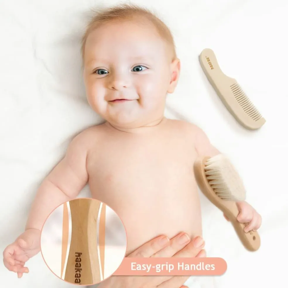 Haakaa Goat Wool Baby Brush & Comb Set