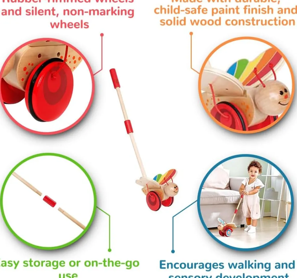 Hape Butterfly Push Pull Wooden Toy