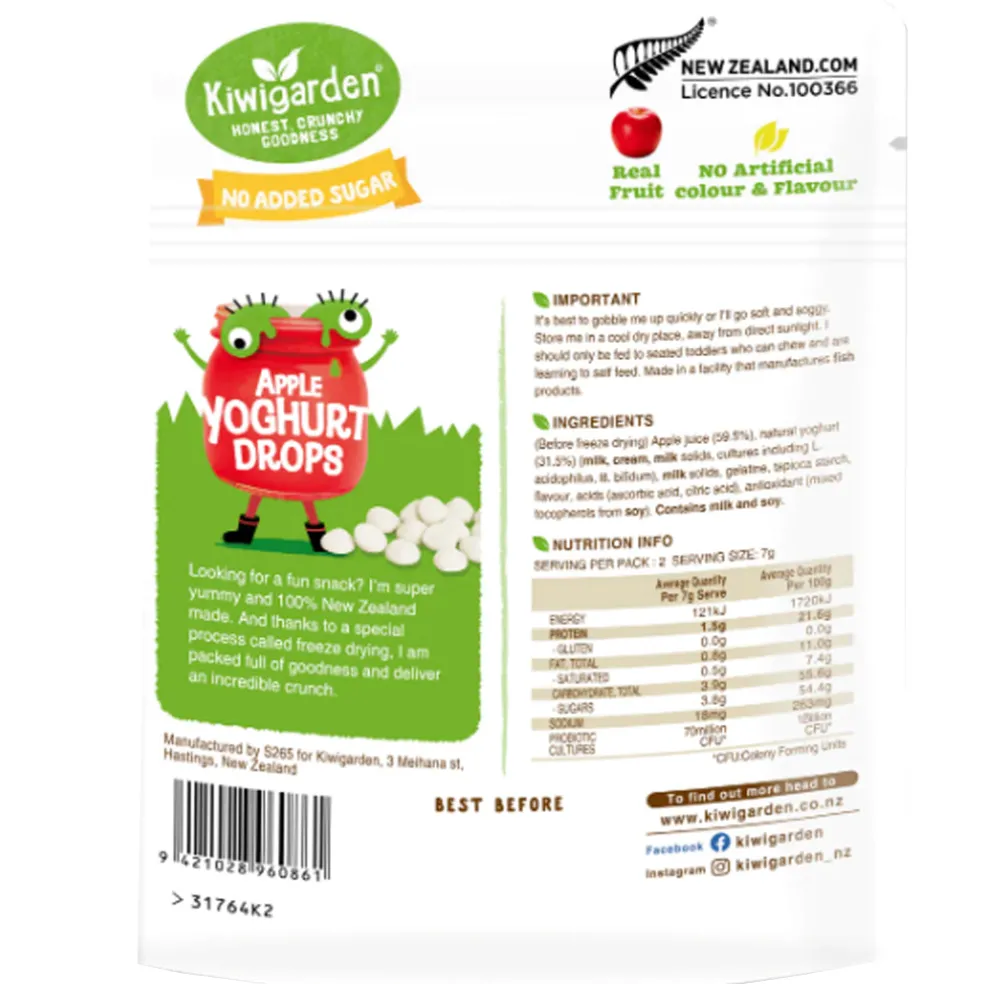 KiwiGarden Apple Yoghurt Drops 14g - No added sugar