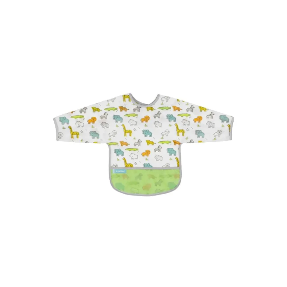 Kushies Waterproof Clean Bib with Sleeves White Little Safari