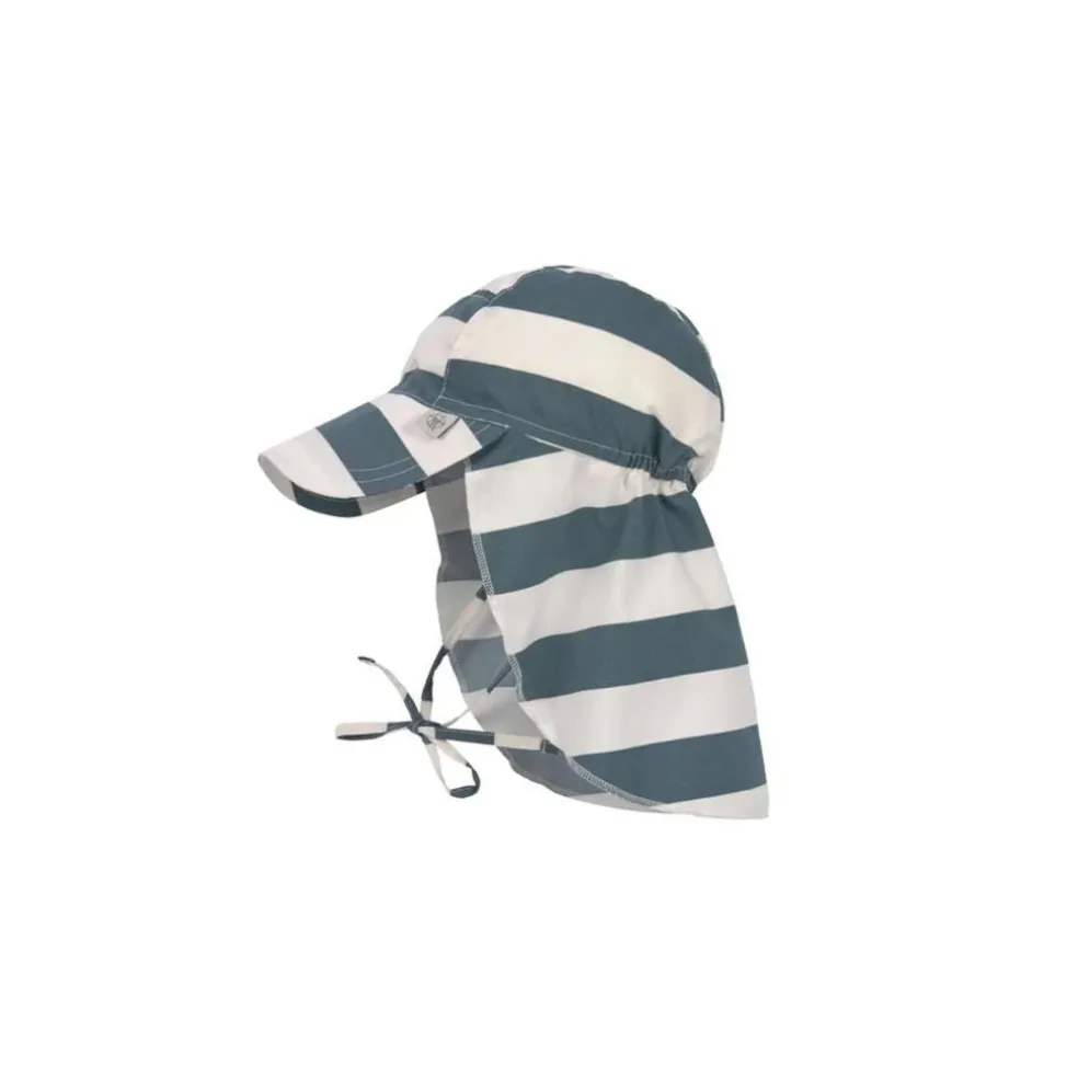 Lassig Sun Protection Flap Hat, Block Strips Blue