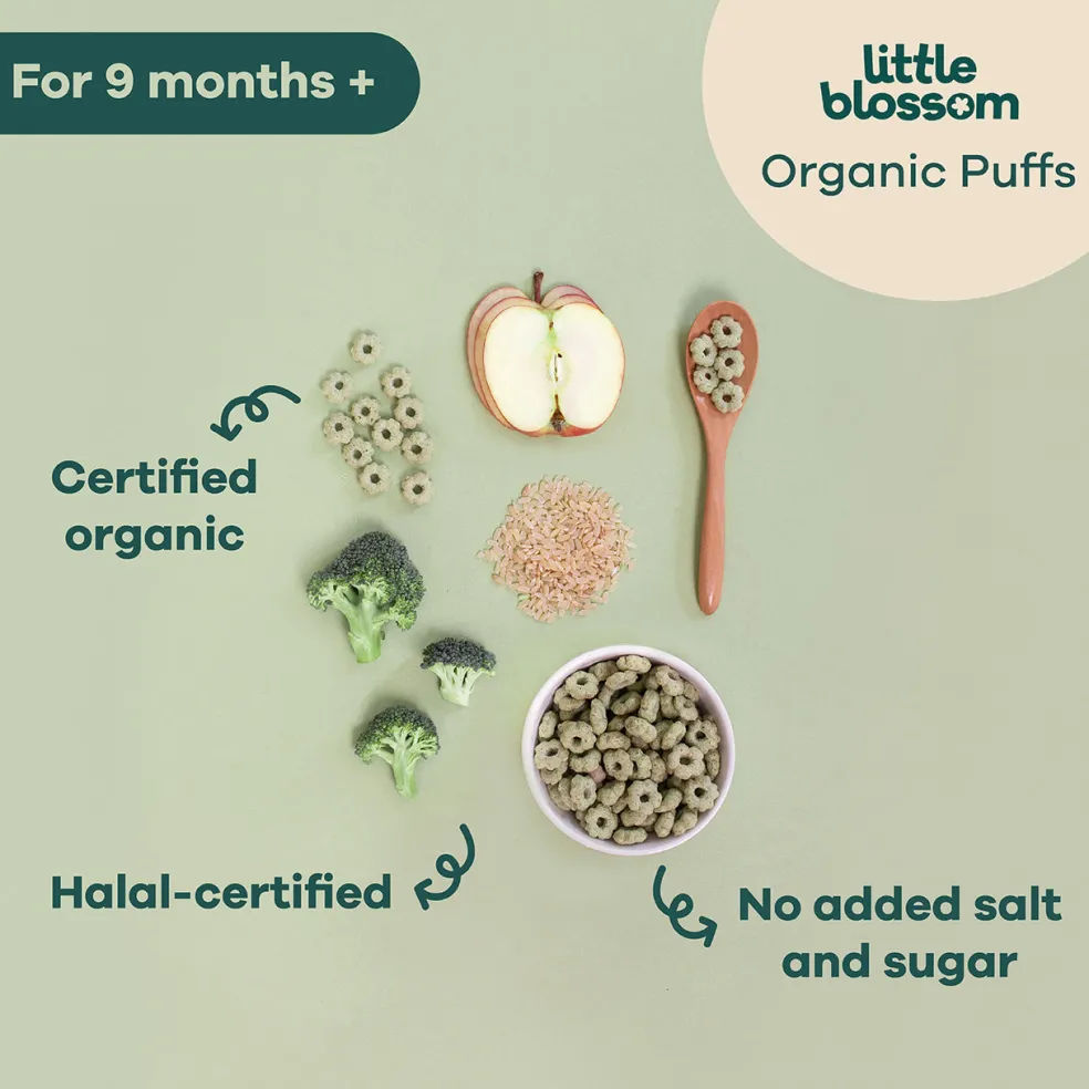 Little Blossom Organic Brown Rice Puffs | Apple & Broccoli