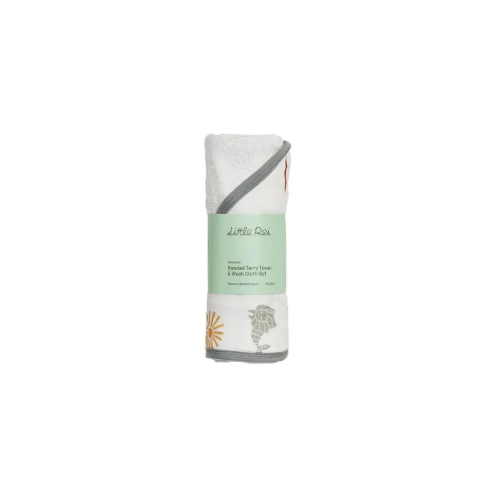 Little Rei Bamboo Merlion Hooded Towel & Wash Cloth Set