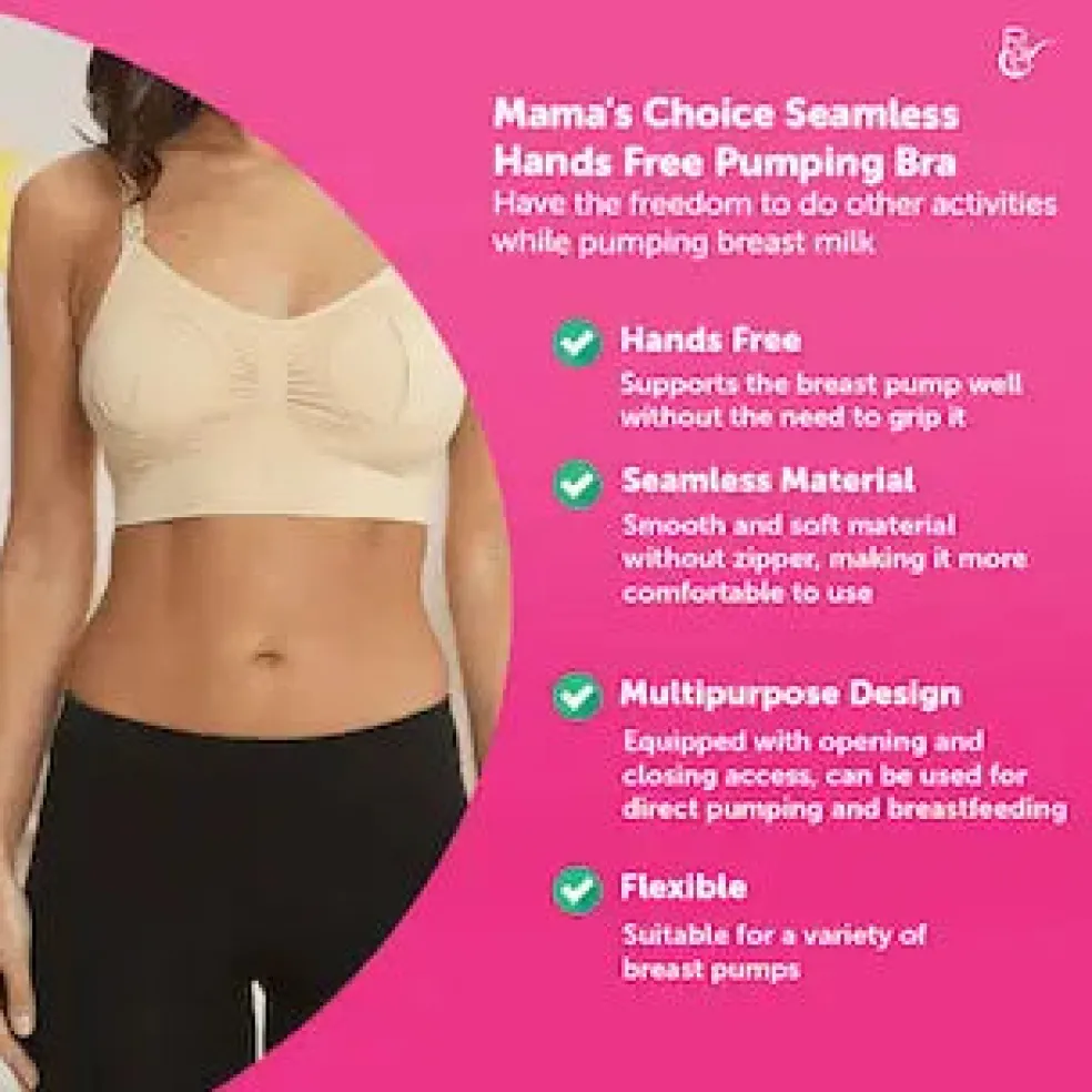 Mama's Choice Seamless Hands Free Pumping Bra (Black)