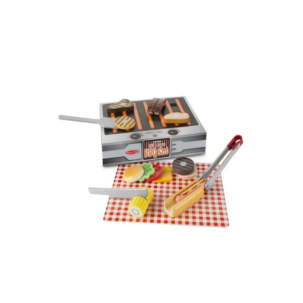 Melissa & Doug Wooden Grill & Serve BBQ Set