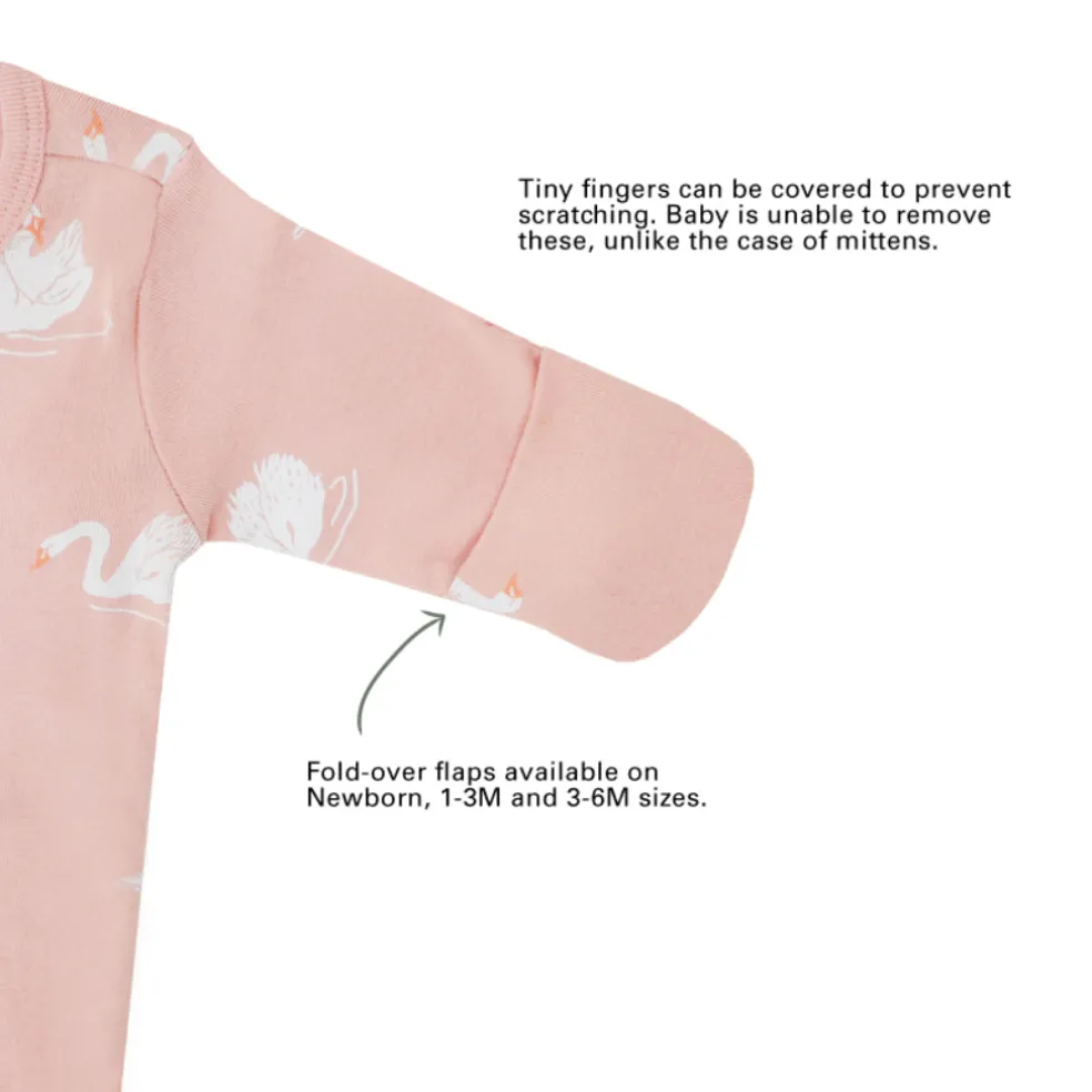 Motherswork x Le Petit Society Baby Organic Zip Sleepsuit in Swan Print
