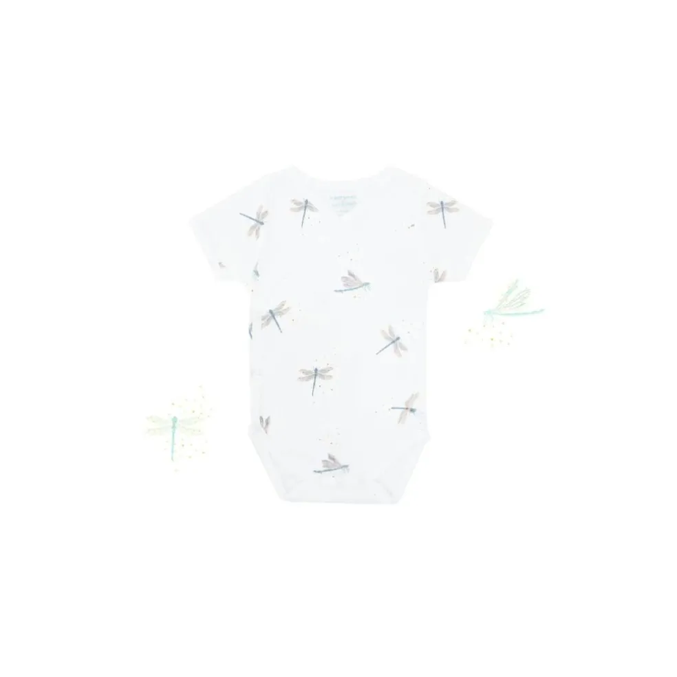 Motherswork x Le Petit Society Baby Organic Kimono Romper in Dragonfly Print