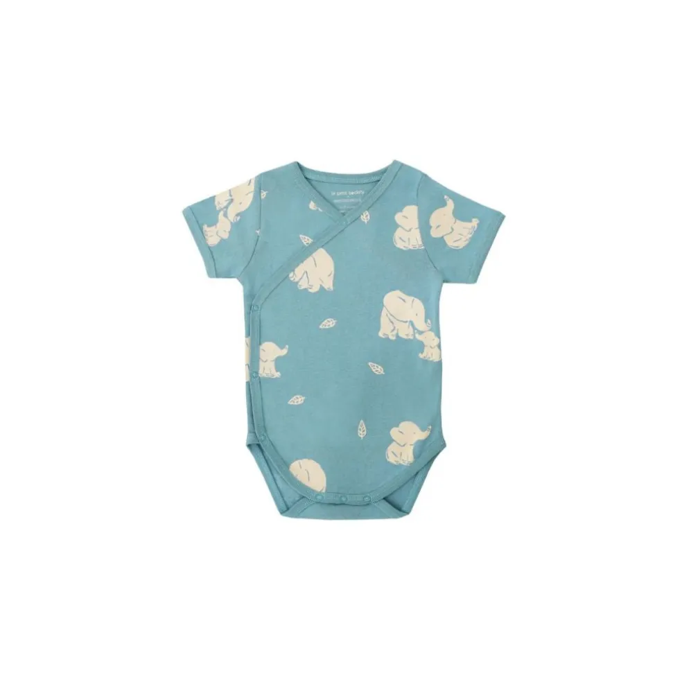 Motherswork x Le Petit Society Baby Organic Kimono Romper in Elephant Print