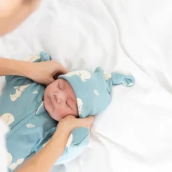 Motherswork x Le Petit Society Baby Organic Kimono Romper in Elephant Print