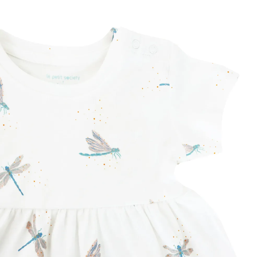 Motherswork x Le Petit Society Baby Girl Organic Dress in Dragonfly Print
