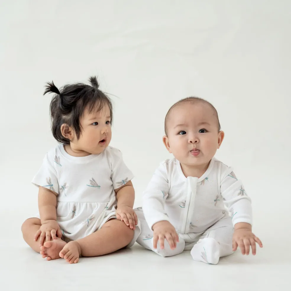 Motherswork x Le Petit Society Baby Girl Organic Dress in Dragonfly Print