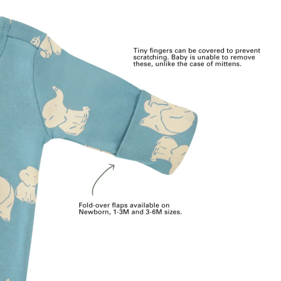 Motherswork x Le Petit Society Baby Organic Zip Sleepsuit in Elephant Print