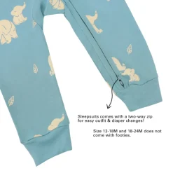 Motherswork x Le Petit Society Baby Organic Zip Sleepsuit in Elephant Print