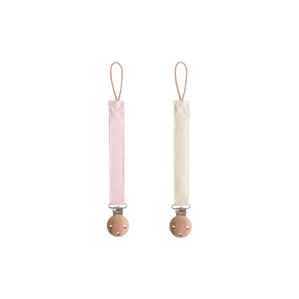 Mushie Linen Pacifier Clip 2-Pack