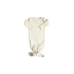 Mushie Ribbed Knotted Baby Gown