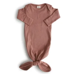 Mushie Ribbed Knotted Baby Gown