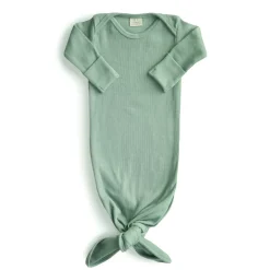 Mushie Ribbed Knotted Baby Gown