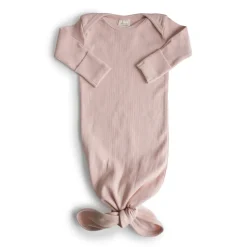Mushie Ribbed Knotted Baby Gown