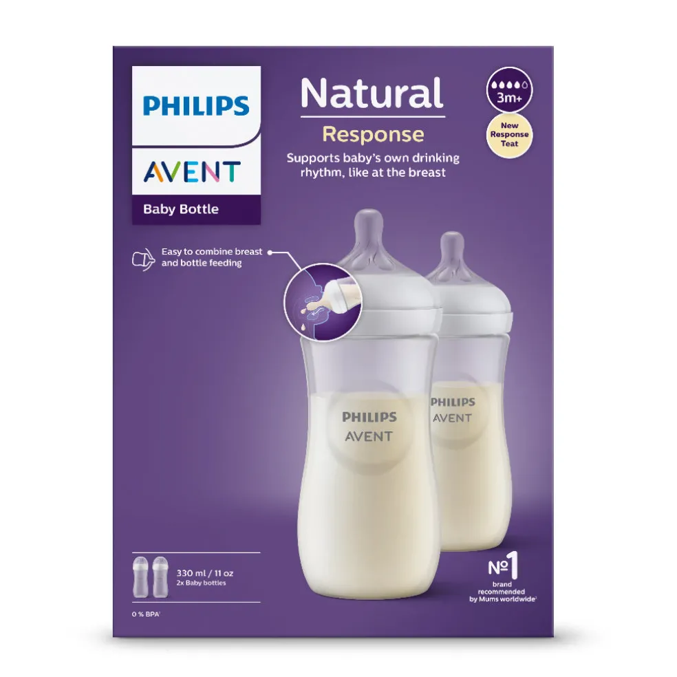 Philips Avent Natural Response Baby Bottle Twin - 3 Sizes