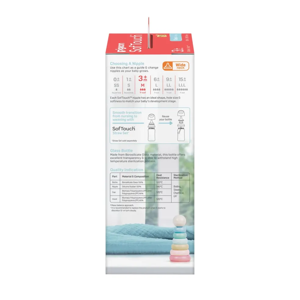Pigeon SofTouch™ BPP Nursing Bottle Glass (Logo)