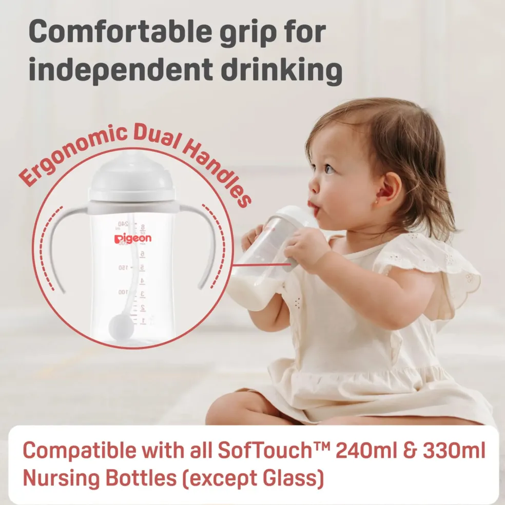 Pigeon SofTouch™ BPP Step Up Straw Bottle Set 240ml Logo