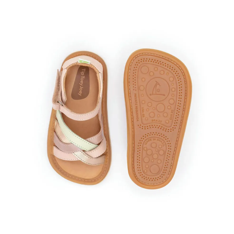 Tip Toey Joey Toddler Sandal Criss Cross - Cotton Candy/Metallic Salmon/Aloe Wash